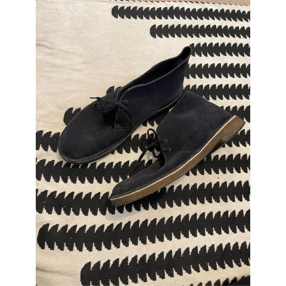 Clarks Originals 10 1/2 Blue Suede Desert Boots Beeswax Crepe Soles Ankle